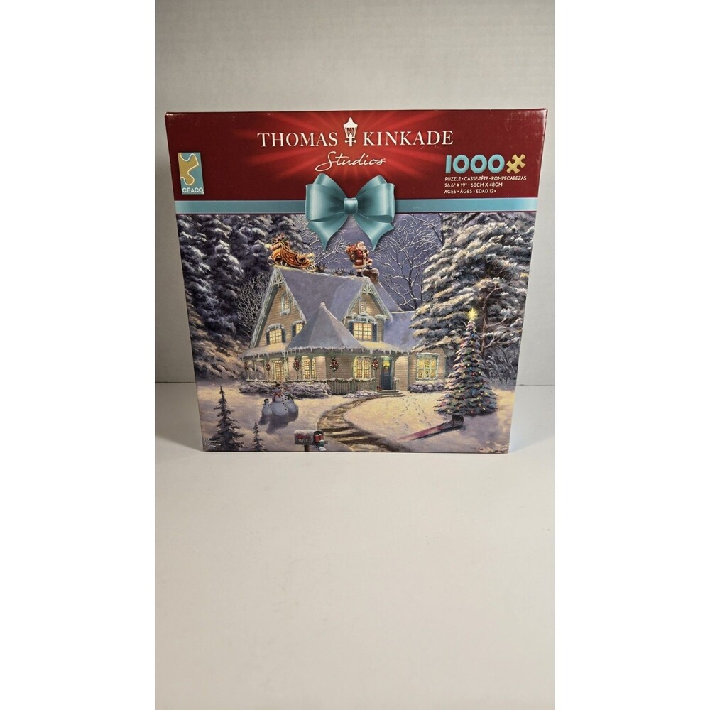 Thomas Kinkade "Midnight Delivery" Christmas Puzzle, 1000 Pieces Santa Snow